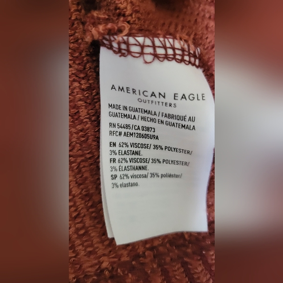 AMERICAN EAGLE long sleeve button-down burnt orange knit top. Size small - Picture 5 of 6